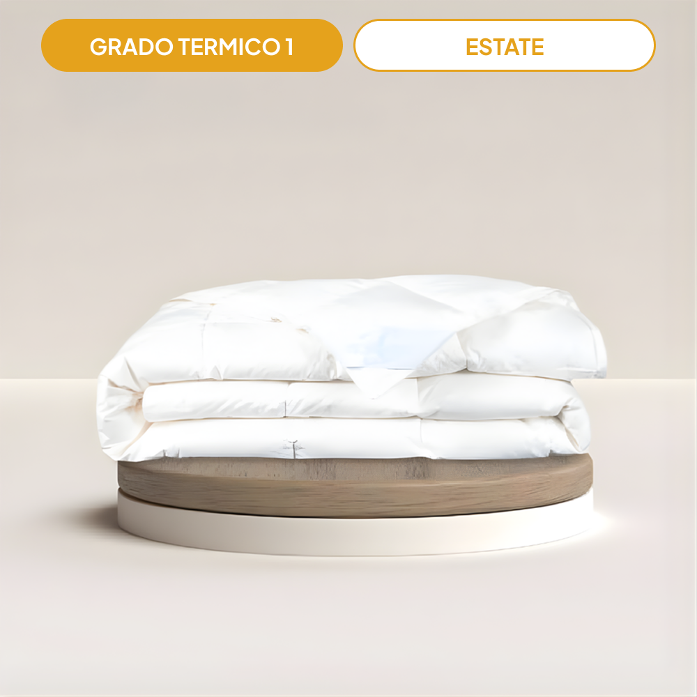 Piumone 90% piumino d'oca - tess. Percalle ORGANICO - art. GIGLIO DI MONTE - ESTIVO. Piumone Giglio di Monte: 90% Piumino d'Oca e Percalle estate| Piumarte