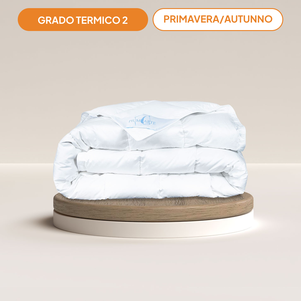 Piumone 90% piumino d'oca - tess. Percalle Bianco - art. GIGLIO DI MARE - PRIMAVERA/AUTUNNO. Piumone Giglio di Mare: 90% Piumino d'Oca e Percalle | Piumarte