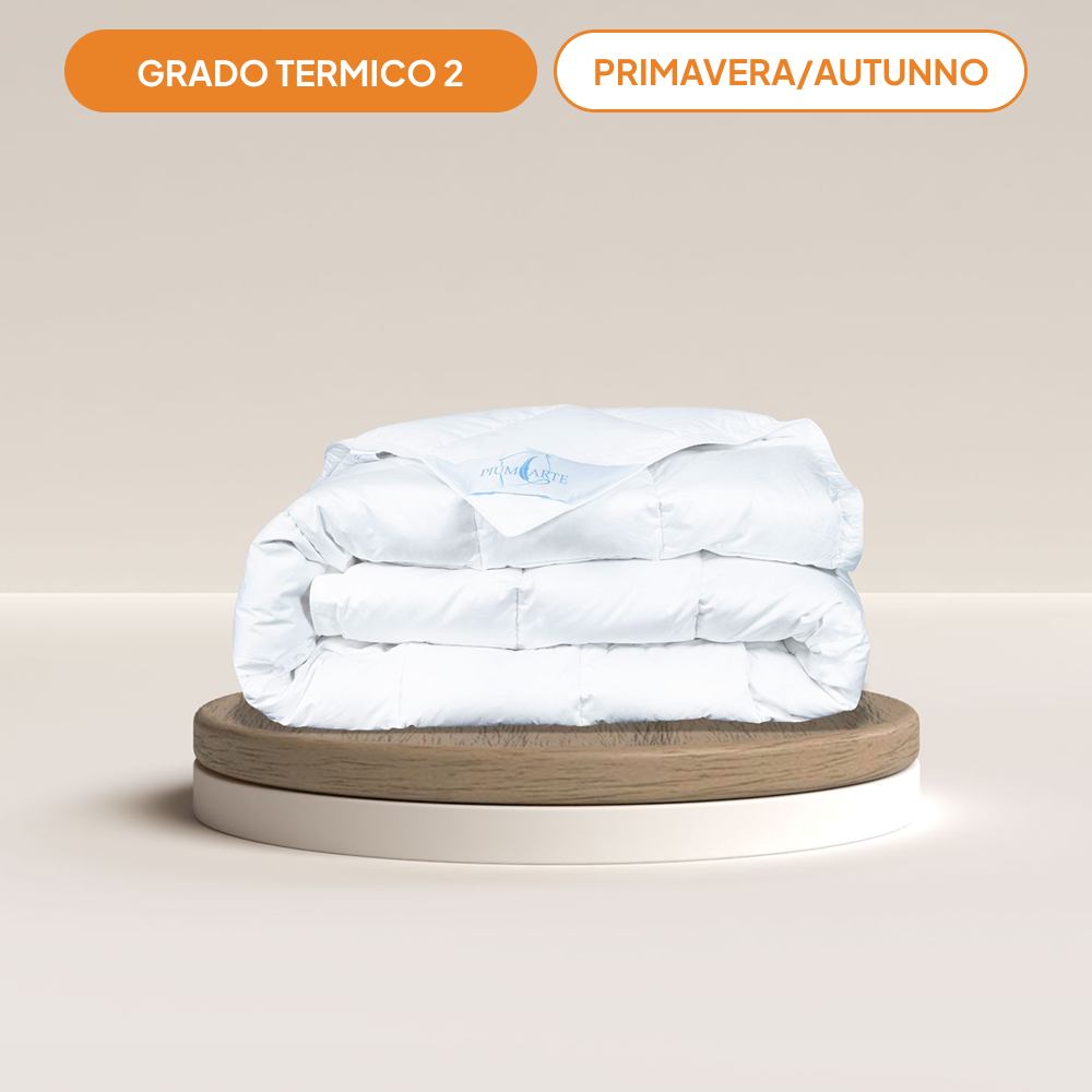 Piumone 100% piumino d'oca - tess. Satin Bianco - art. BUCANEVE - PRIMAVERA/AUTUNNO. Piumone Bucaneve: 100% Piumino d'Oca e Satin Bianco | Piumarte