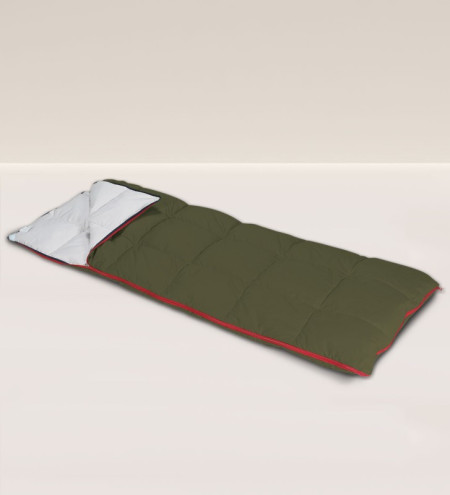 Goose down sleeping bag with nylon outer cover