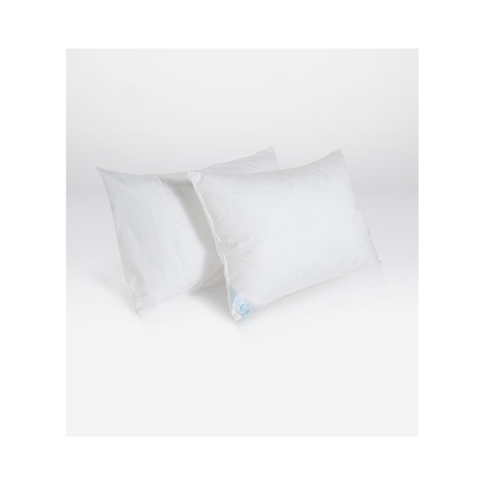 Mio” filling: “50% European goose down, 50% small feathers. Goose down travel pillow, right size for case, light confortable